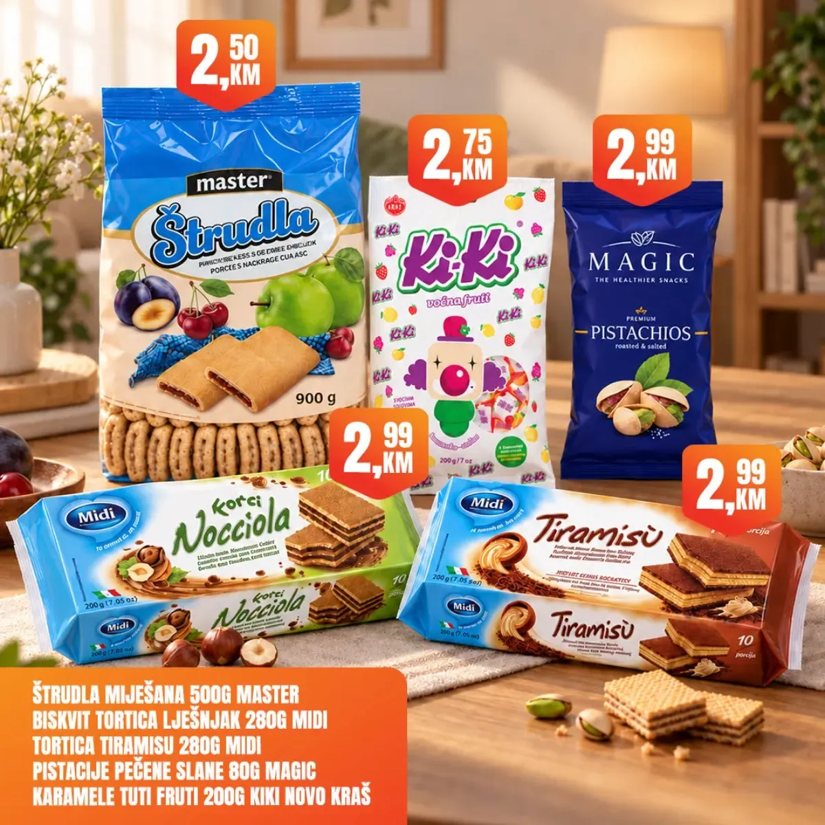 Fortuna Market akcija – keksi, štrudla i pistacije