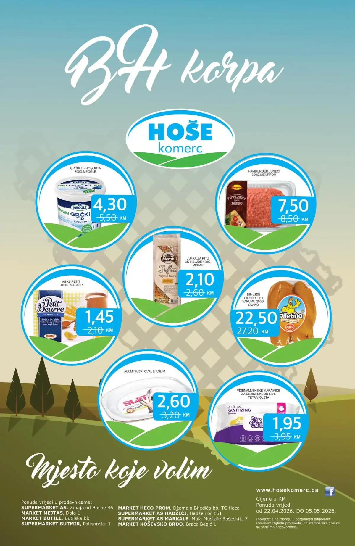 Hoše komerc akcija sniženja prehrane i kućnih potrepština april / maj 2026