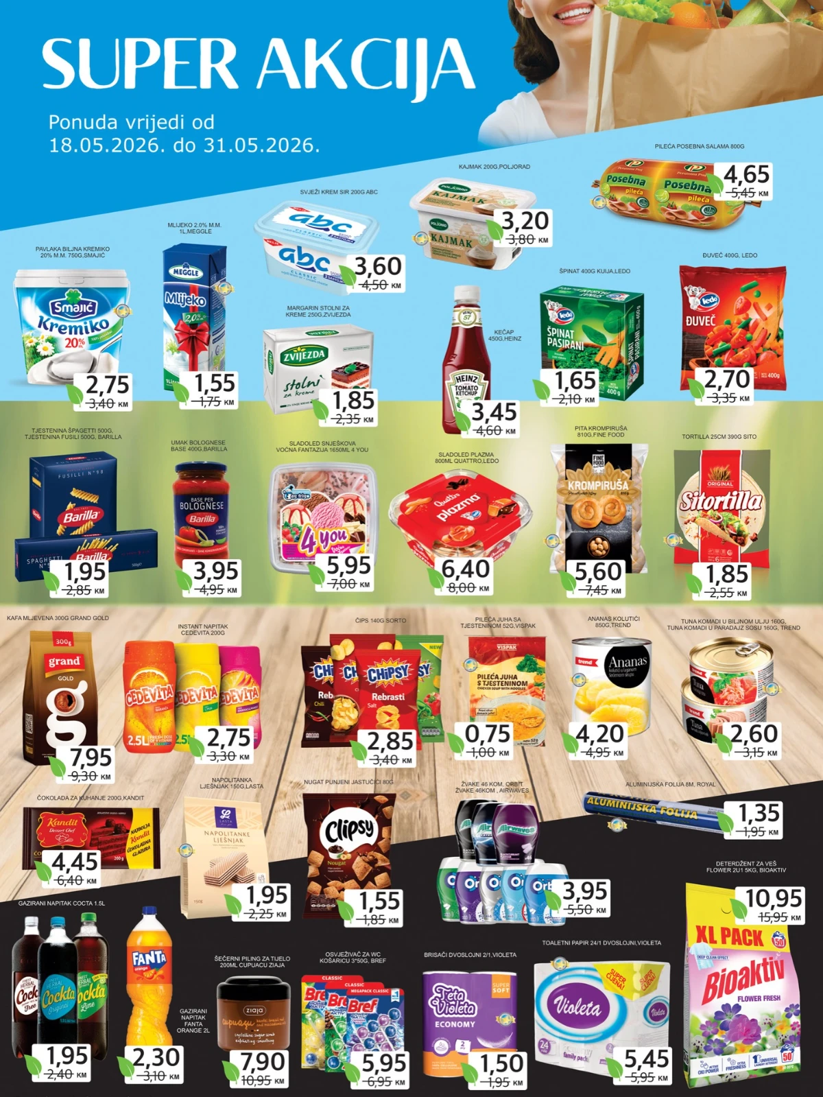 Hoše Komerc SUPER akcija do 31.05.2026 – Grand kafa, ABC sir, Barilla tjestenina i Violeta proizvodi na sniženju