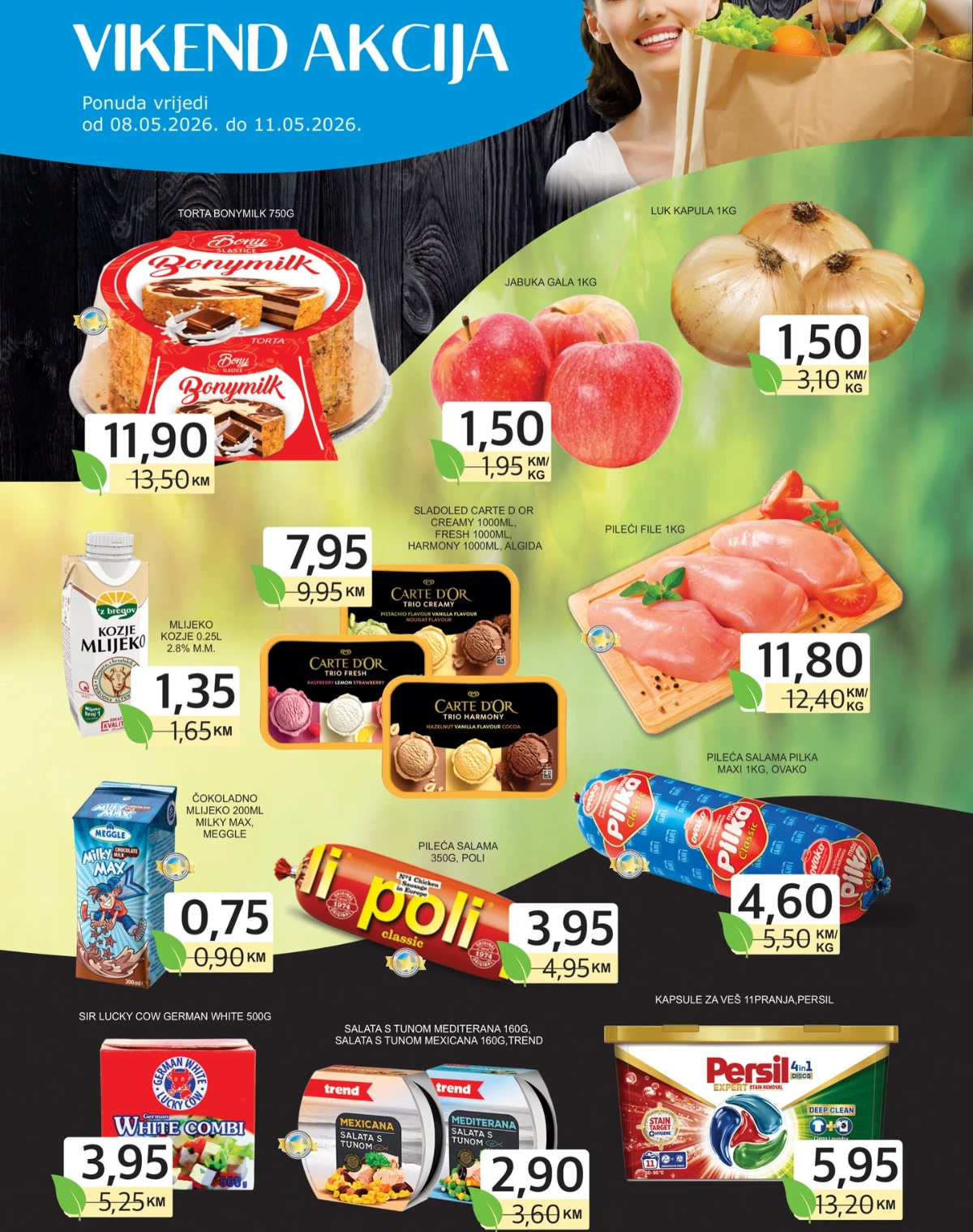 Hoše Komerc vikend akcija maj 2026 – pileći file 11,80 KM, Persil kapsule 5,95 KM i velika sniženja prehrane