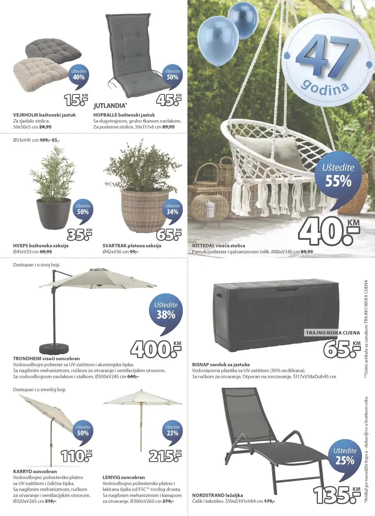 JYSK 47. rođendan – katalog sniženja do 65% strana 3 JYSK rođendanska akcija katalog sniženja namještaja i opreme za dom – strana 3 – do 28.04.2026