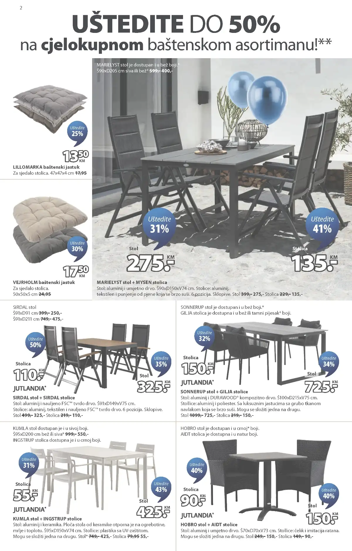 JYSK rođendanska akcija do 50 posto baštenski namještaj stolovi stolice do 05.05.2026 strana 2