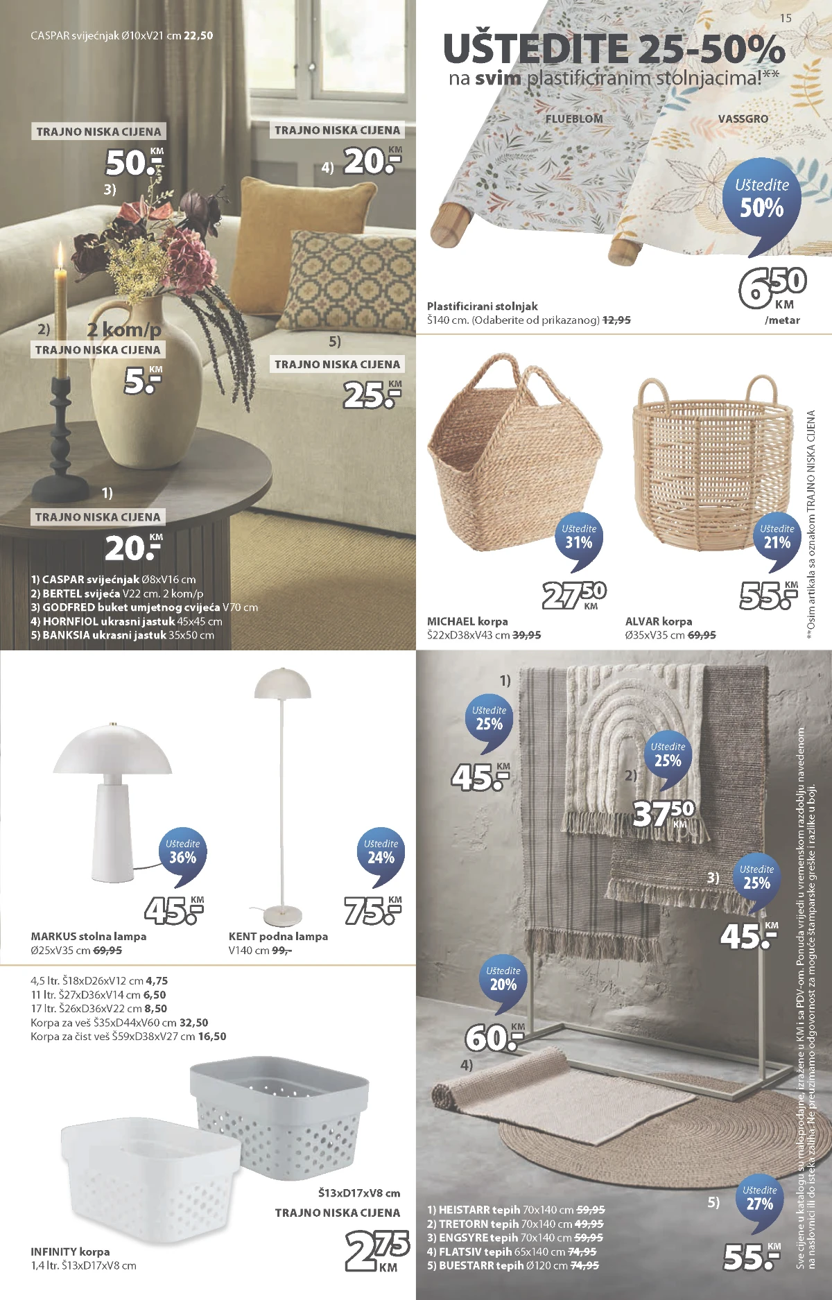 JYSK lampe, korpe, tepisi i dekoracija za dom na sniženju