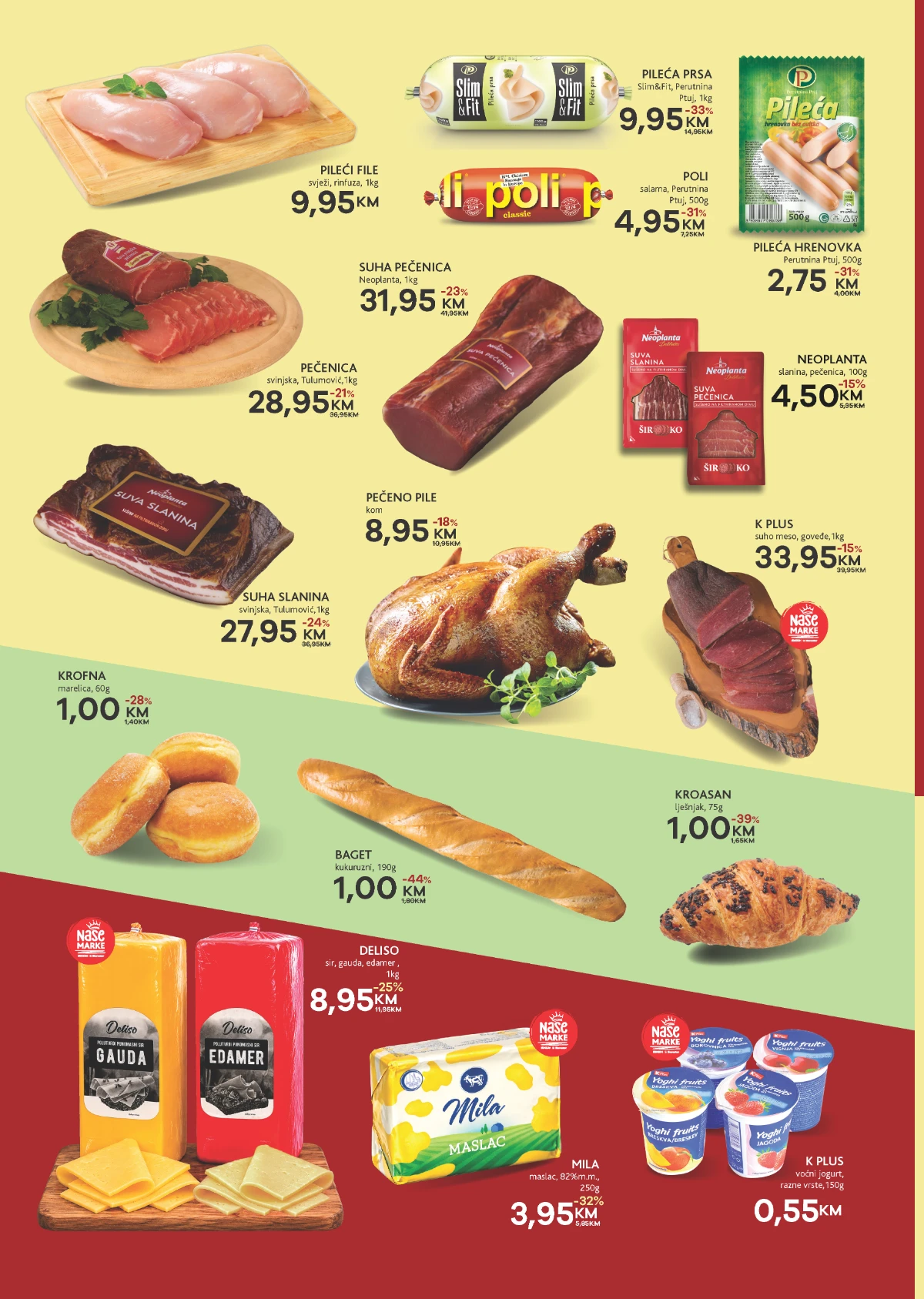 Konzum Lukavica akcija do 28.06.2026 – pileći file, pečenica, slanina, sirevi i pekarski proizvodi po sniženim cijenama