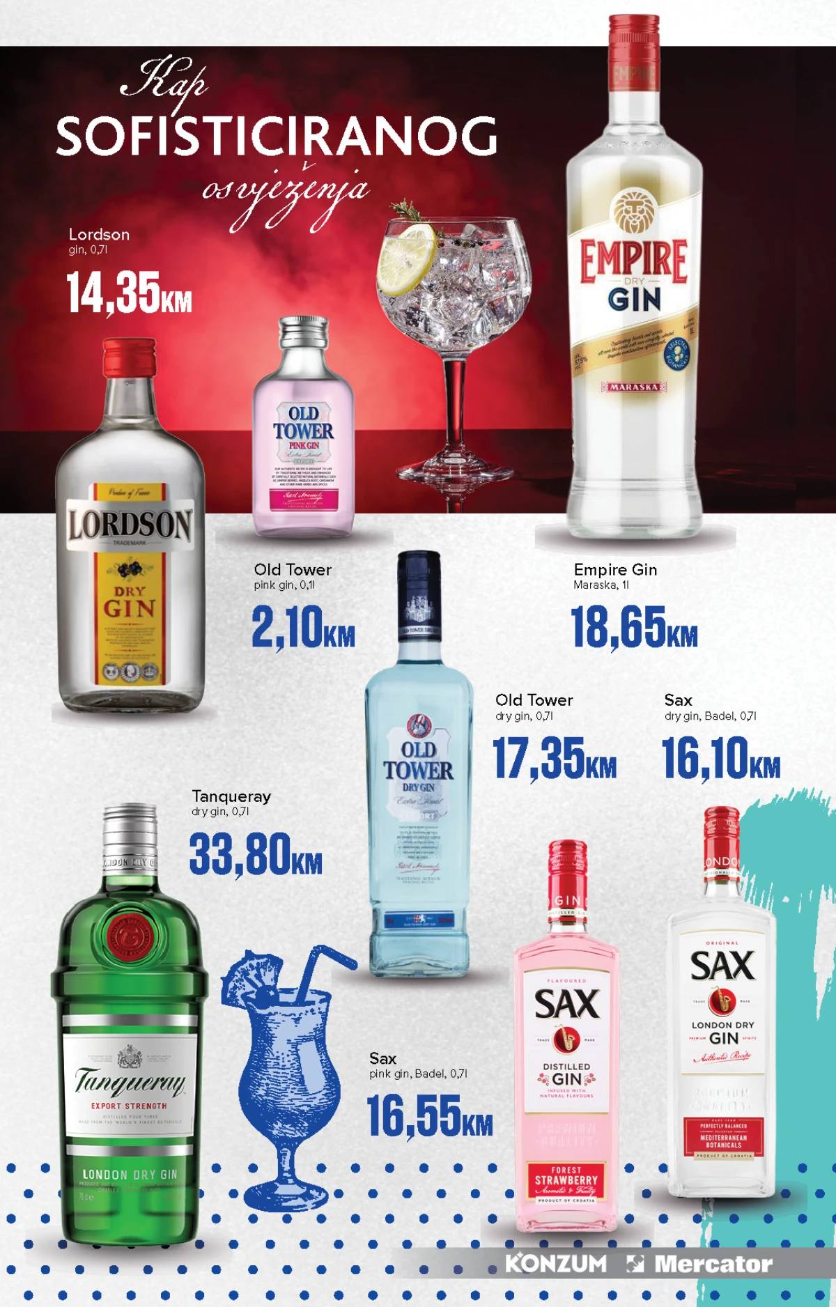 Empire Gin, Lordson, Old Tower i Tanqueray gin
