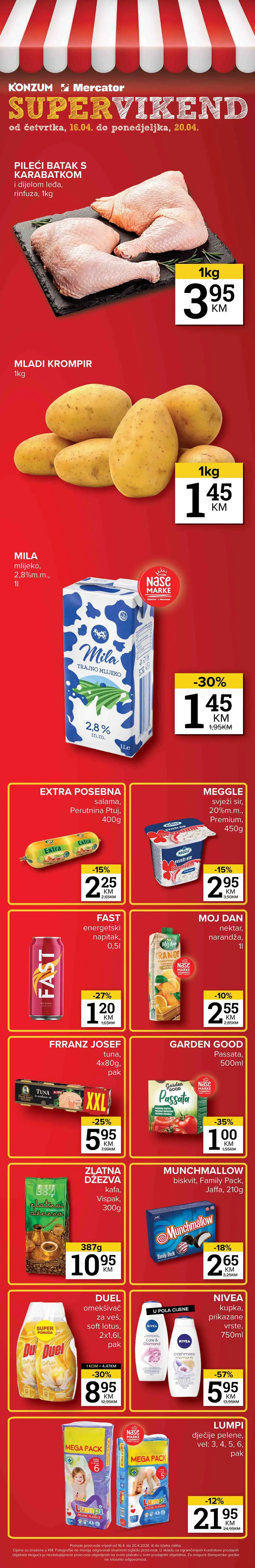 Konzum i Mercator vikend akcija katalog sniženja do 50% jeftinije do 20.04.2026