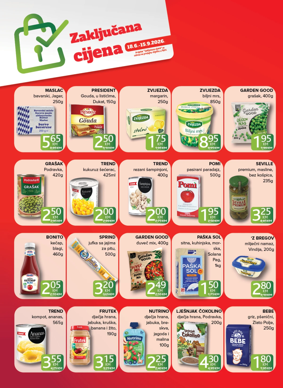 Konzum i Mercator zaključana cijena strana 3 – konzervirani proizvodi, dječija hrana i namazi