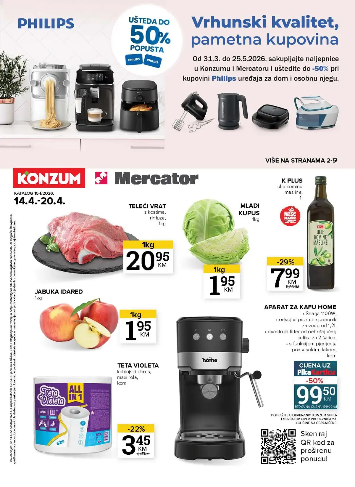 Konzum i Mercator akcija katalog sniženja do 20. aprila 2026 – strana 1