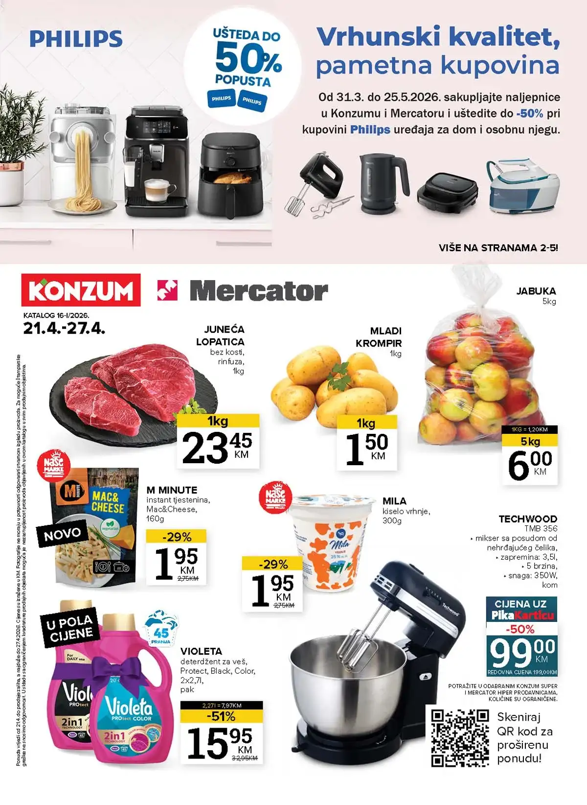 Konzum i Mercator akcija katalog sniženja do 27. aprila 2026 – strana 1