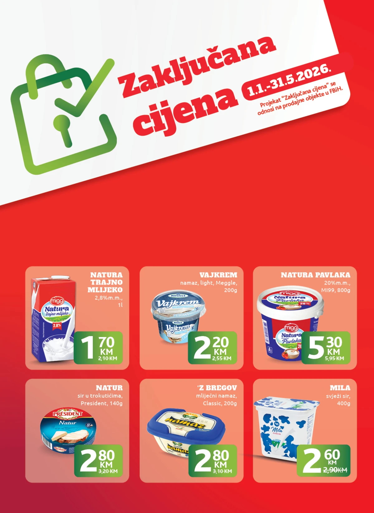 Konzum i Mercator katalog maj 2026 sirevi i mliječni proizvodi akcija