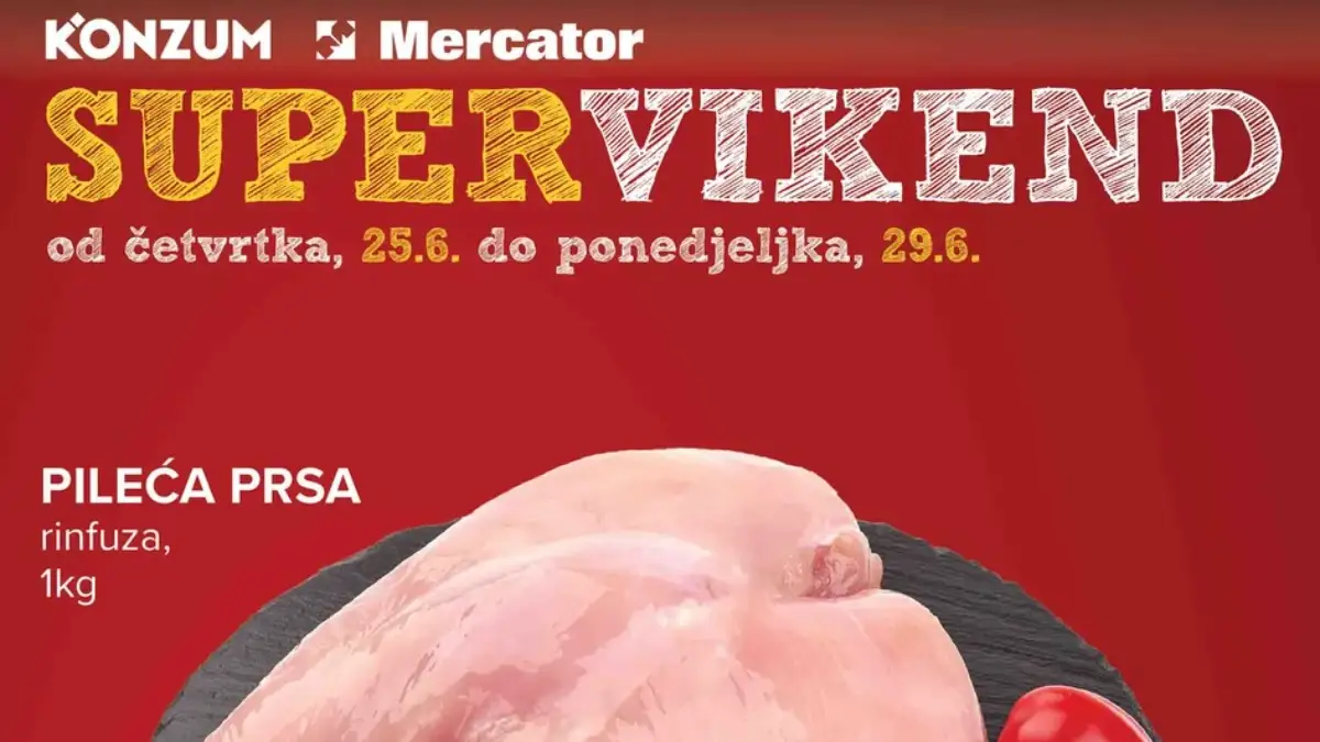 Konzum i Mercator Super Vikend akcija do 33% popusta i vikend sniženja do 29.06.2026