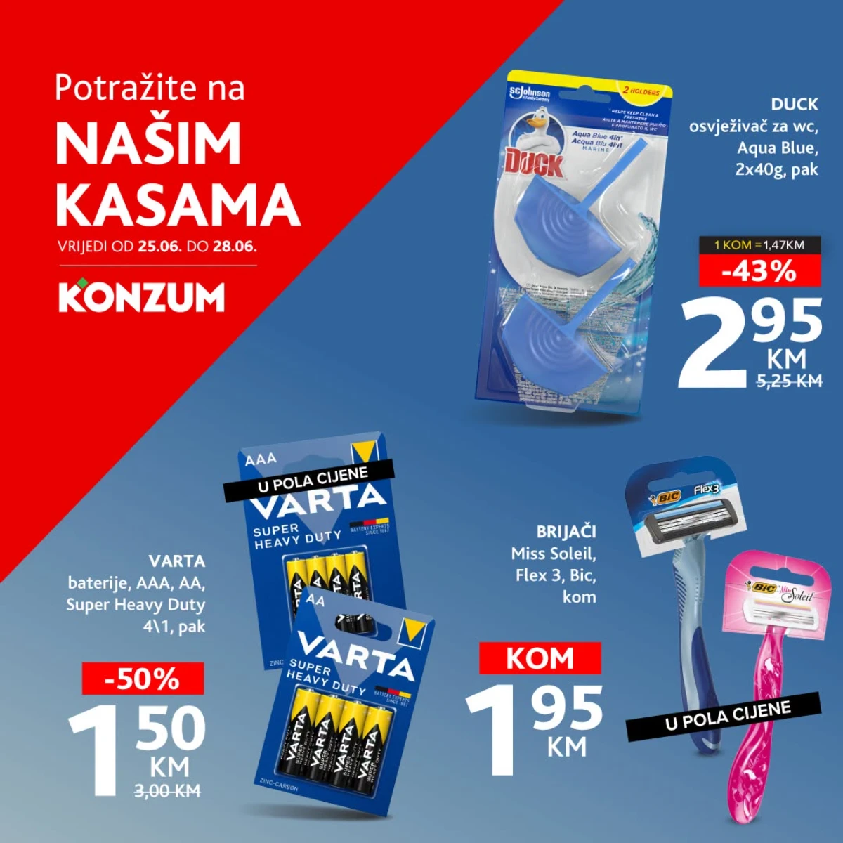 Konzum akcija do 50% popusta – Potražite ponude na našim kasama od 25. do 28.06.2026