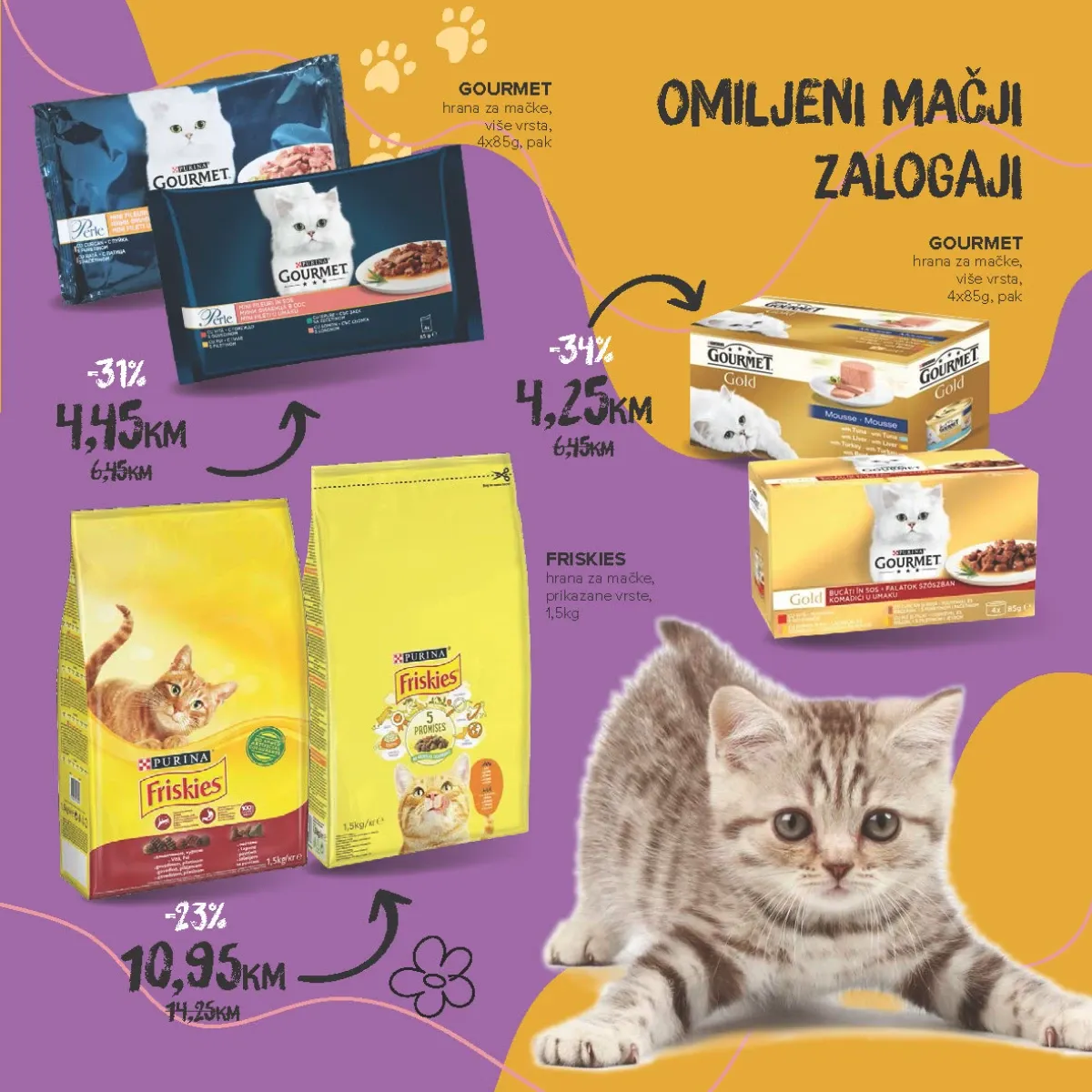 Gourmet i Friskies hrana za mačke na akciji do 34% u Konzumu i Mercatoru do 30.09.2026.