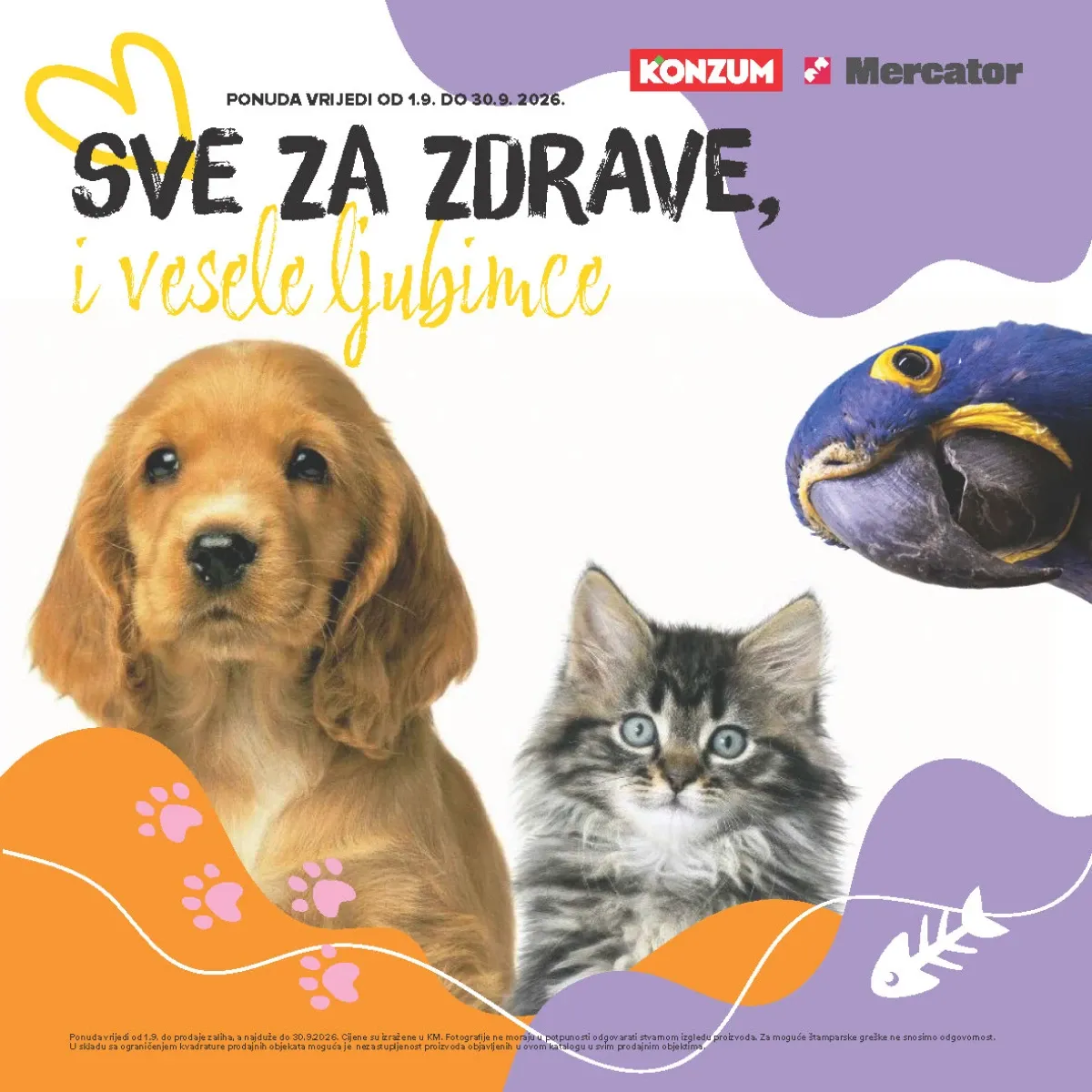 Konzum i Mercator katalog Sve za zdrave i vesele ljubimce – ponuda vrijedi do 30.09.2026.