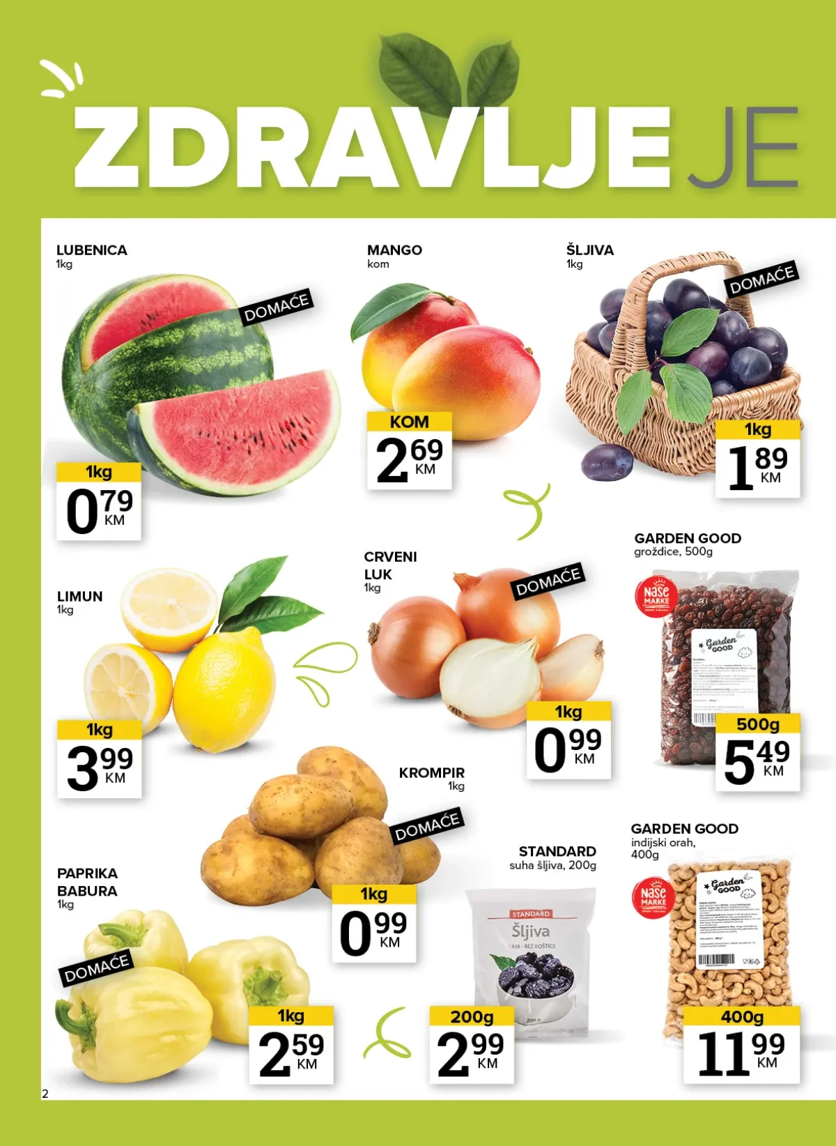 Konzum i Mercator katalog do 10.08.2026. – lubenica, mango, šljiva, limun, paprika i domaće povrće po akcijskim cijenama (strana 2)