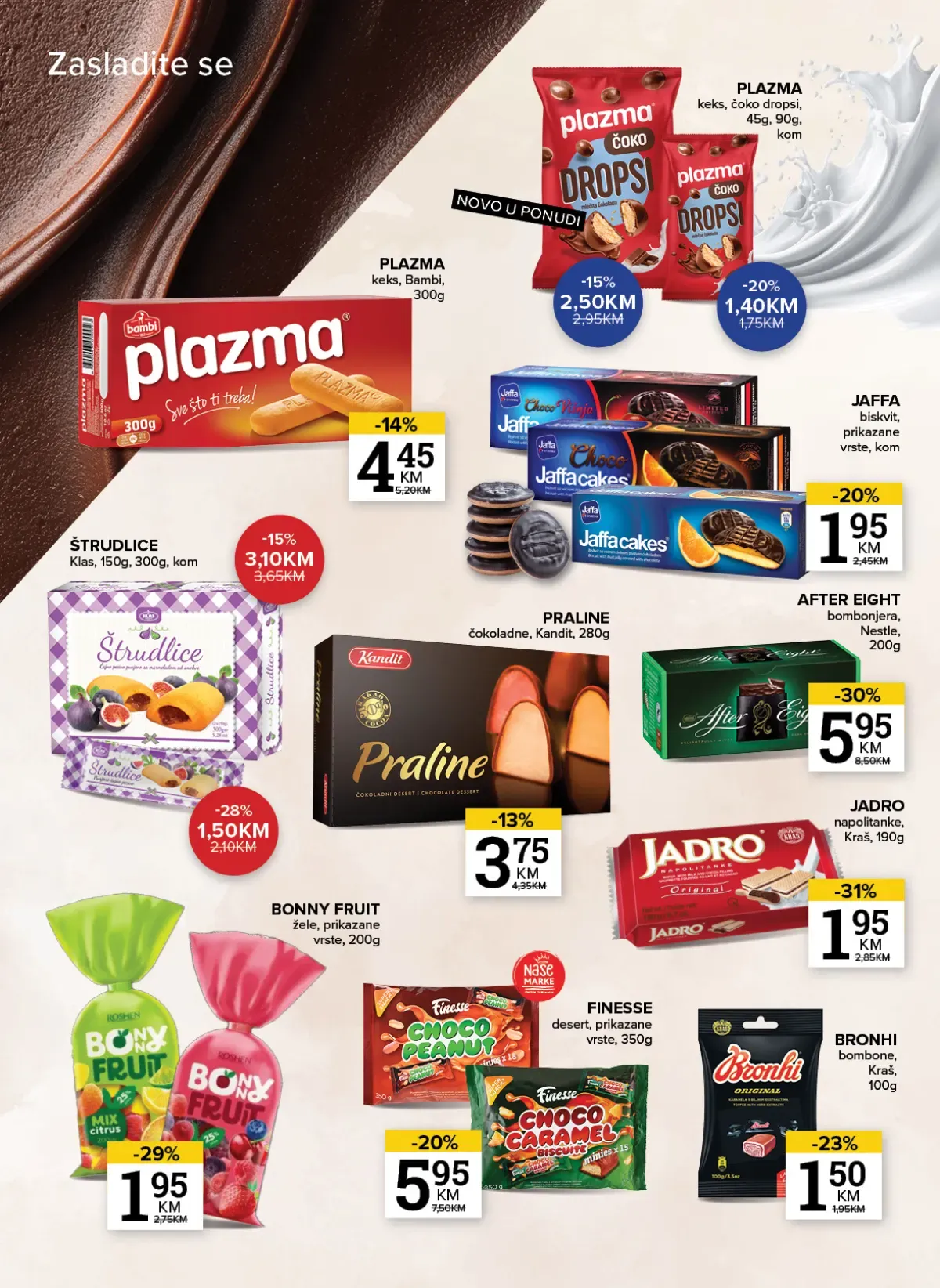 Konzum i Mercator katalog – Plazma, Jaffa, praline, Jadro, Bronhi i drugi slatkiši