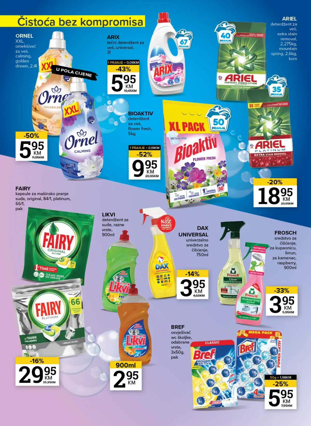 Konzum i Mercator katalog – Ariel, Ornel, Bioaktiv, Fairy, Likvi, Dax i Frosch