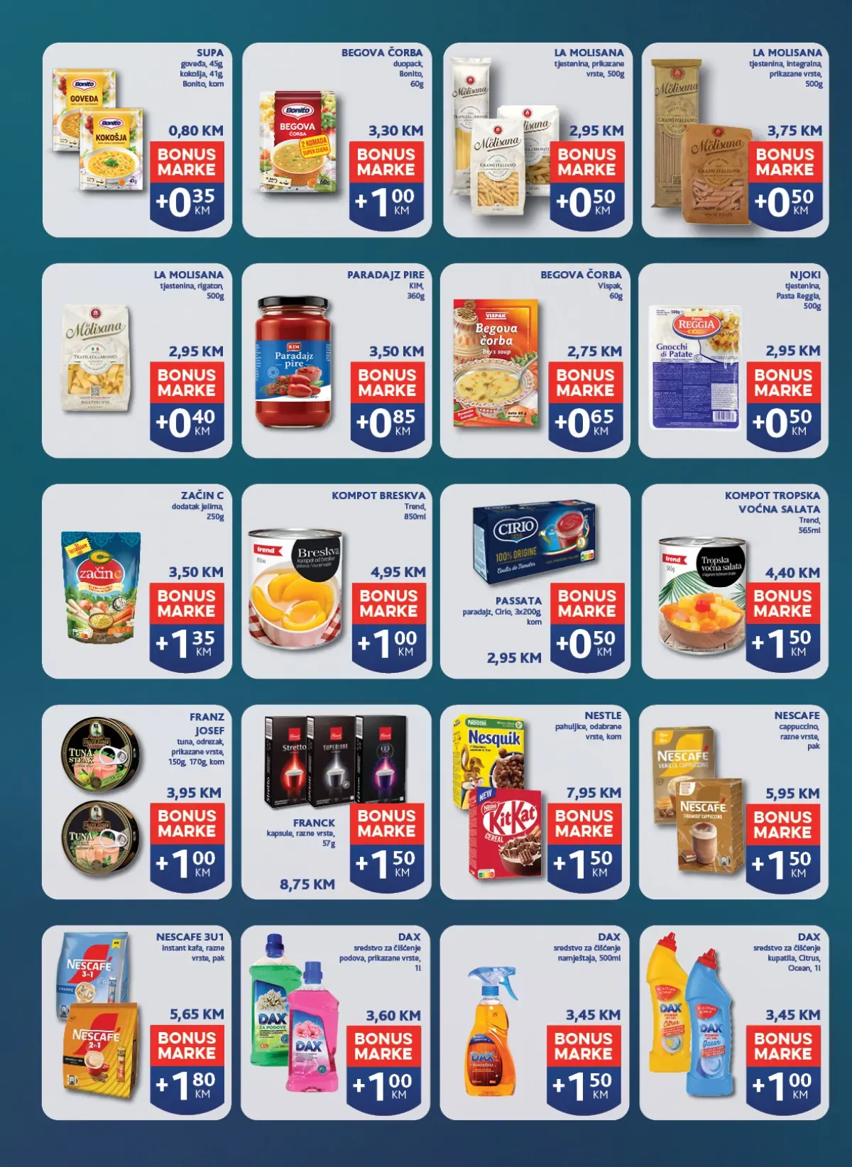 Konzum i Mercator katalog – prehrambeni proizvodi, kafa i sredstva za čišćenje uz Bonus Marke