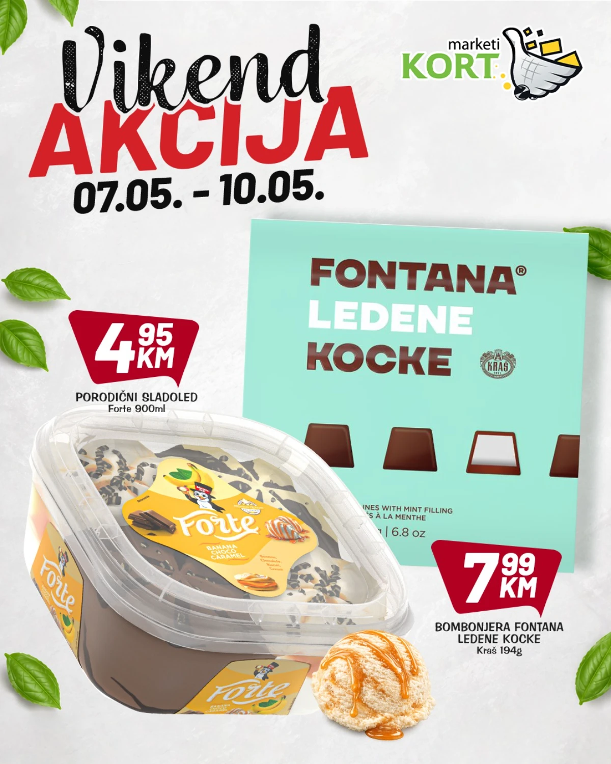 Kort Marketi akcija – sladoled Forte i Fontana ledene kocke