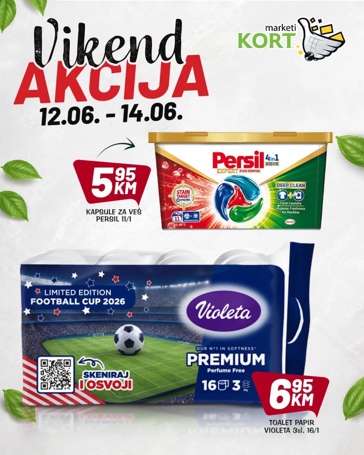 Kort Marketi vikend akcija – Persil kapsule 5,95 KM i Violeta toalet papir 6,95 KM
