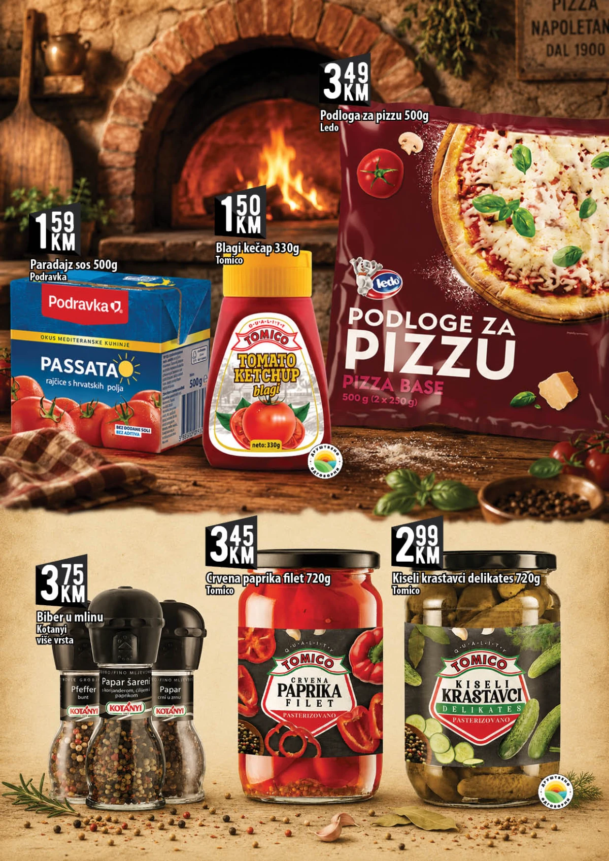 Kort akcija pizza proizvodi i začini