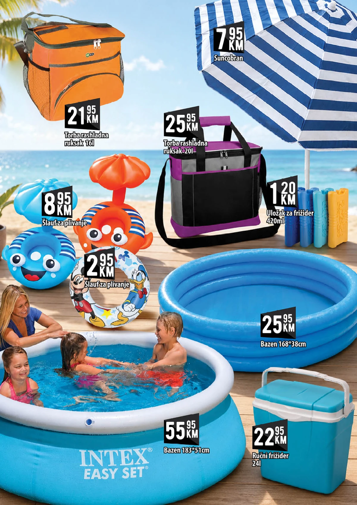 Kort akcija – bazeni, rashladne torbe, frižideri i oprema za plažu