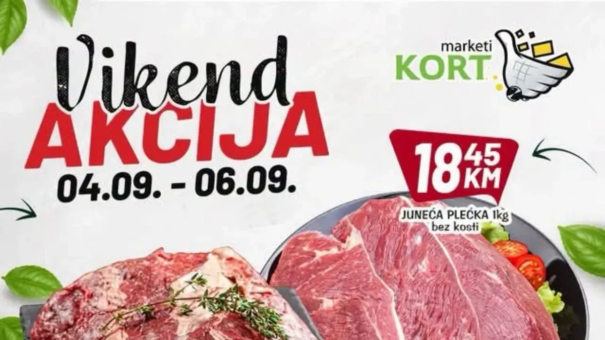 KORT vikend akcija od 04.09. do 06.09.2026. – juneći vrat i plećka, paprika, voće, mliječni proizvodi, piće i kućne potrepštine