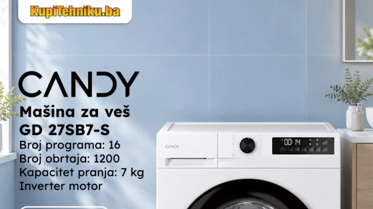 KupiTehniku Candy veš mašine na akciji – modeli od 7 do 13 kg, cijene od 549 KM, 5 godina garancije i besplatna dostava