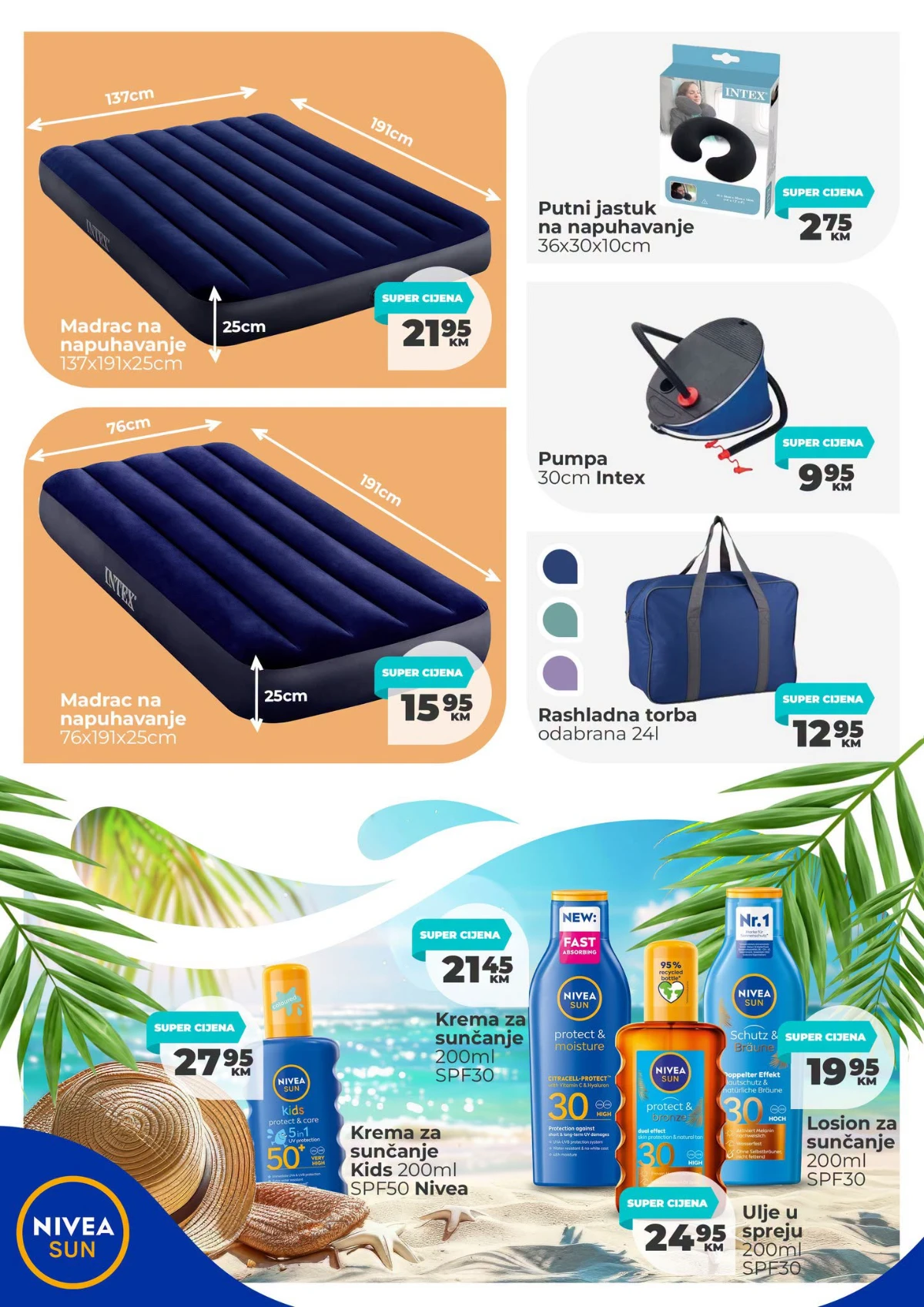 Namex ljetna akcija do 15.08.2026 – madraci na napuhavanje, rashladne torbe i Nivea Sun proizvodi