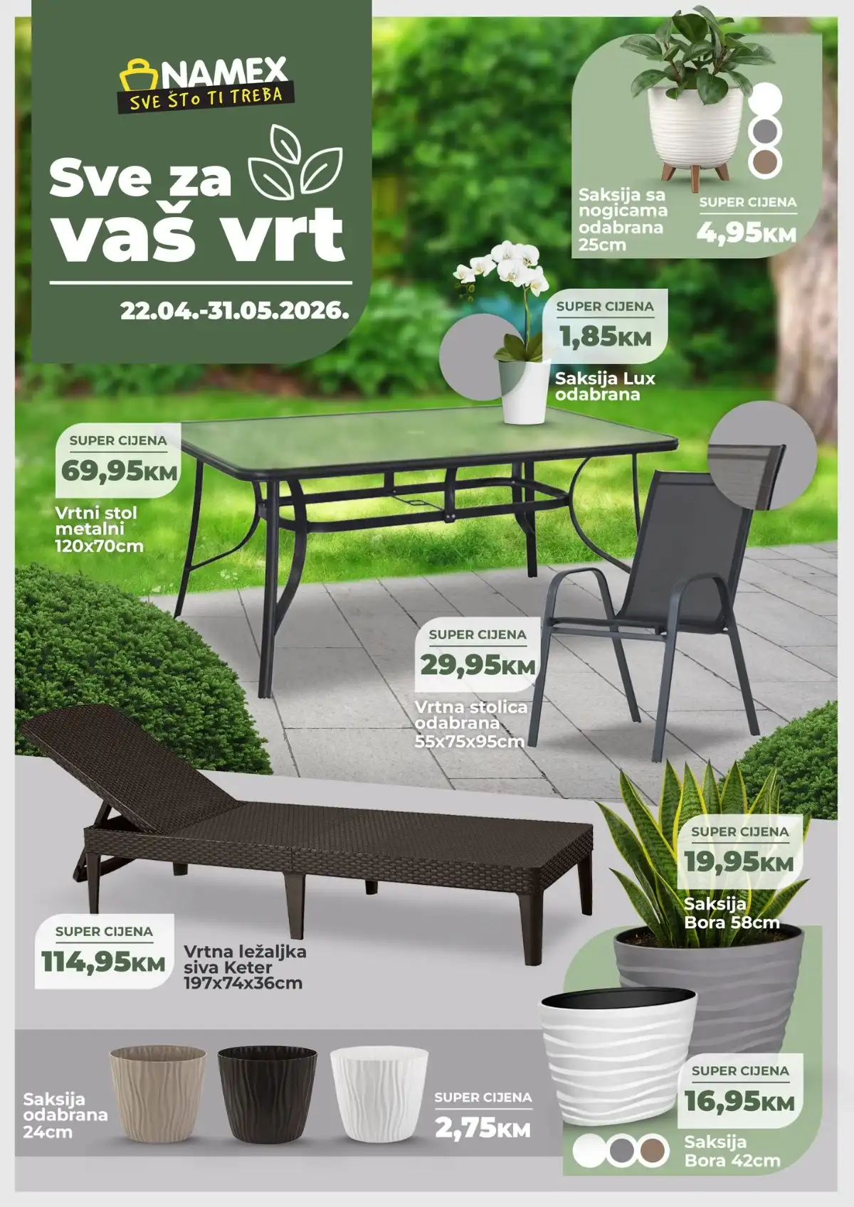 Namex akcija vrt bašta katalog strana 1 sniženja Bosna i Hercegovina maj 2026