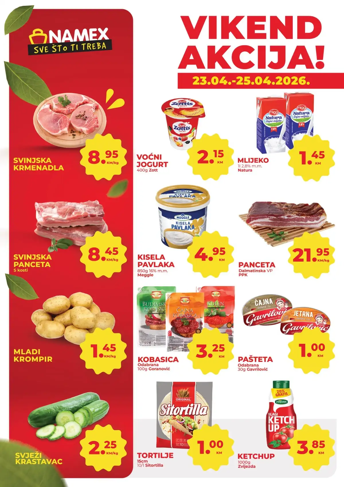 Namex vikend akcija katalog strana 1 velika sniženja Bosna i Hercegovina april 2026