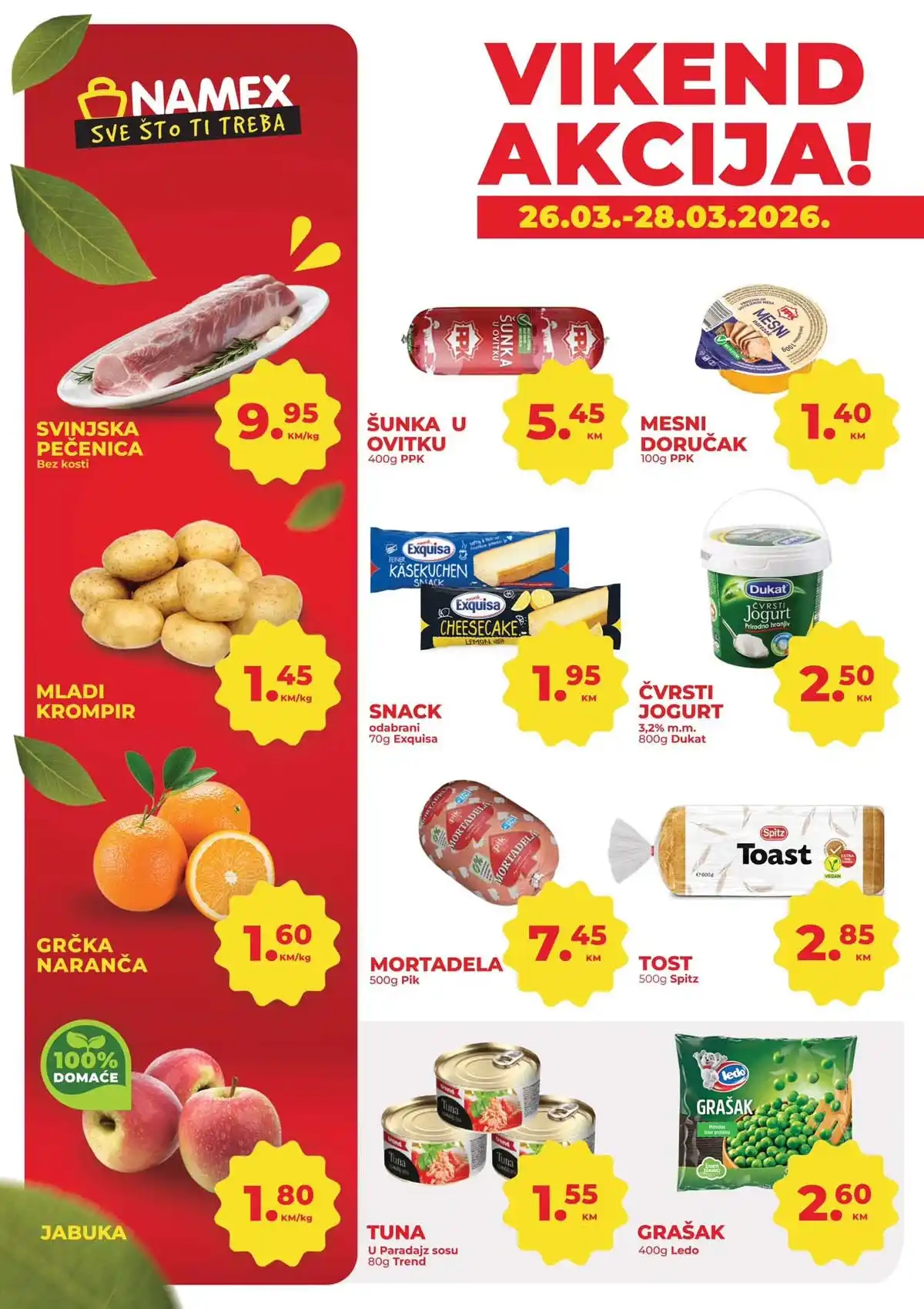 Namex vikend akcija katalog strana 1 velika sniženja Bosna i Hercegovina mart 2026