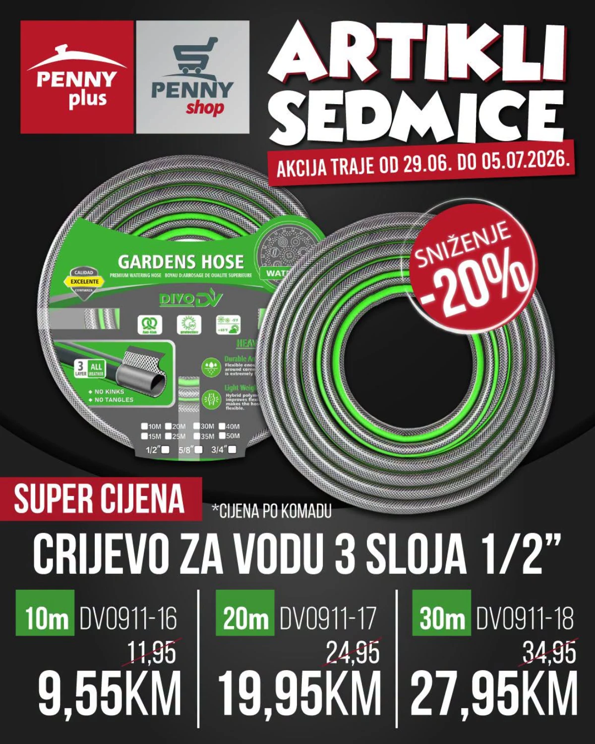 Penny Plus crijeva za vodu na akciji