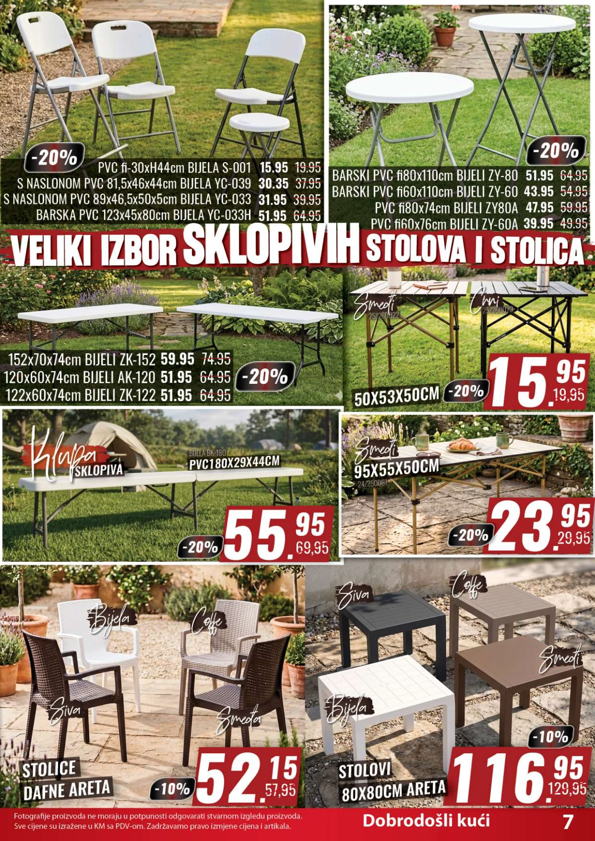 Penny Plus katalog strana 7 – sklopivi stolovi, stolice, klupe i barski PVC stolovi