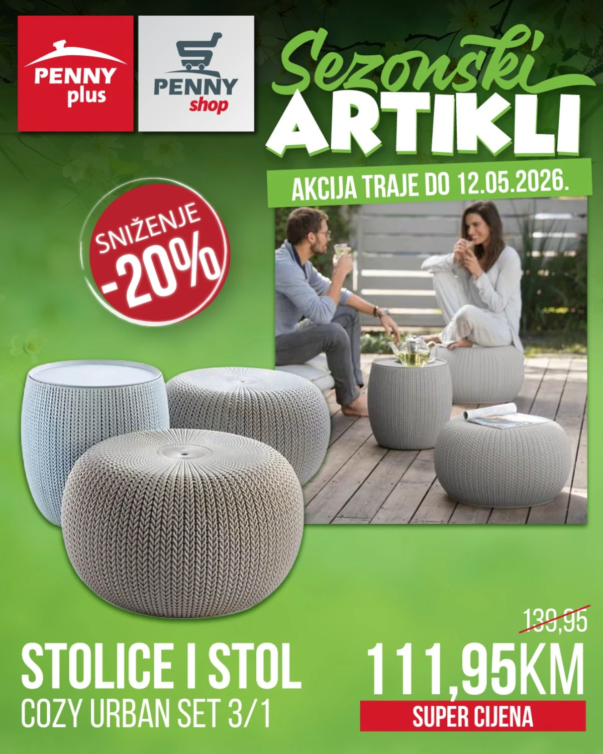 Penny Plus Cozy Urban set stolice i stol 3/1 cijena 111,95 KM