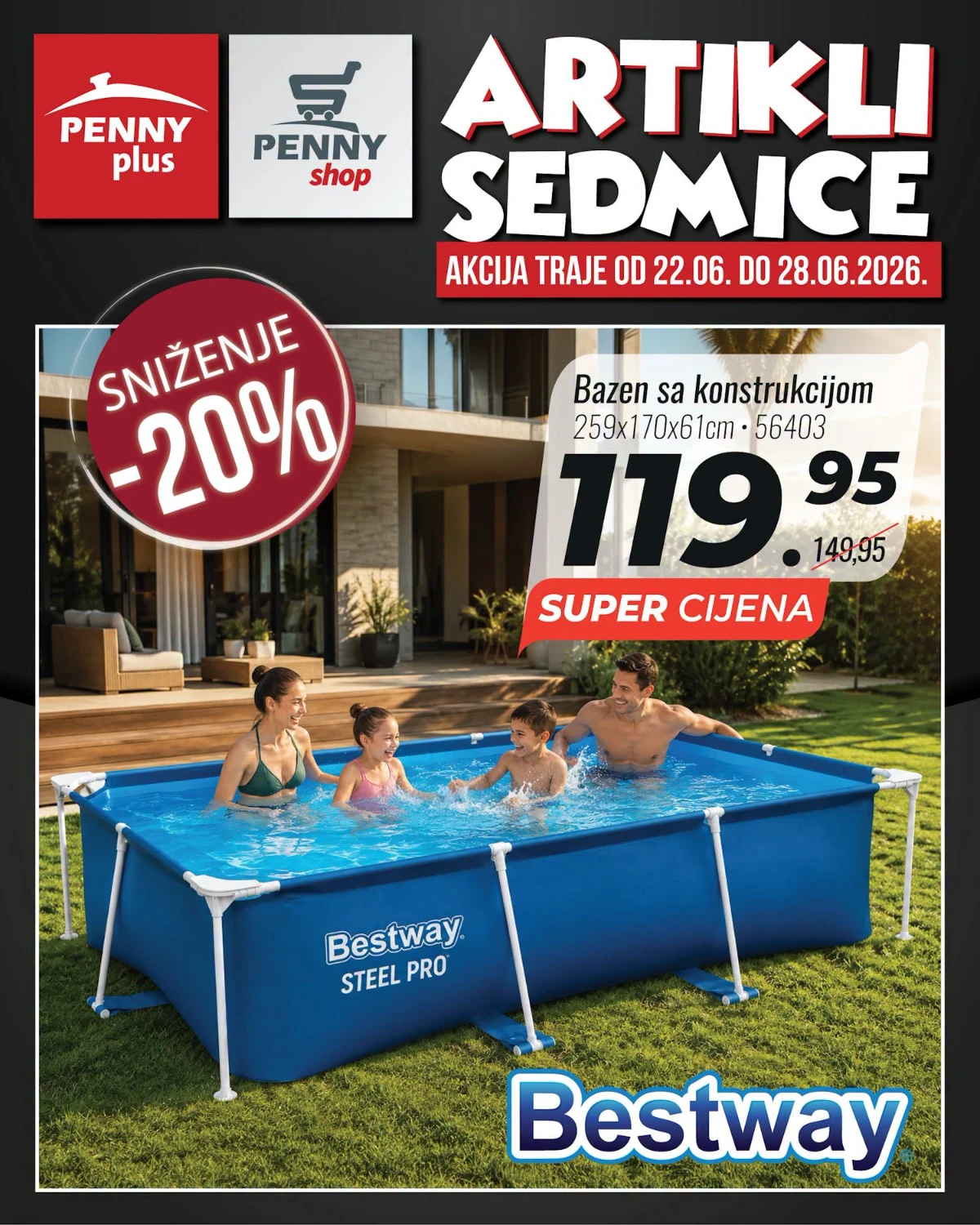 Penny Plus bazen sa konstrukcijom na akciji