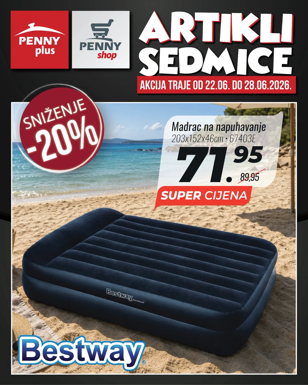 Penny Plus madrac na napuhavanje Bestway