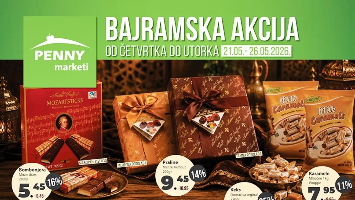 PENNY Marketi bajramska akcija 21–26.05.2026 – kafa, slatkiši, suho meso i kućne potrepštine na akciji