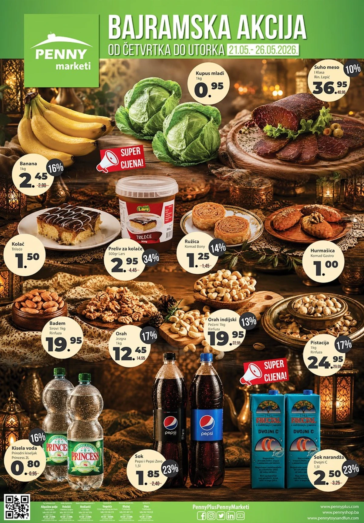 PENNY bajramska akcija 21–26.05.2026 – banana, kupus, suho meso, kolači i sokovi na akciji