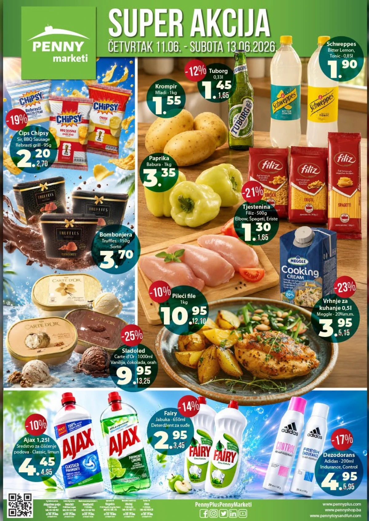 Penny marketi super akcija do 13.06.2026 – pileći file, Tuborg, Carte d'Or sladoled i Schweppes na sniženju