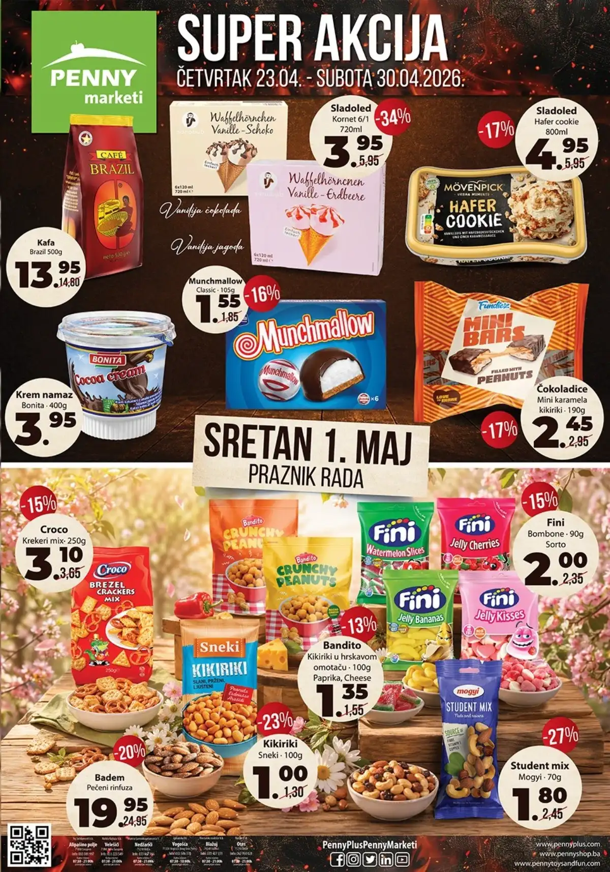 Penny market super akcija do 34 posto Bosna i Hercegovina prehrana piće kućne potrepštine do 30. aprila 2026 druga strana