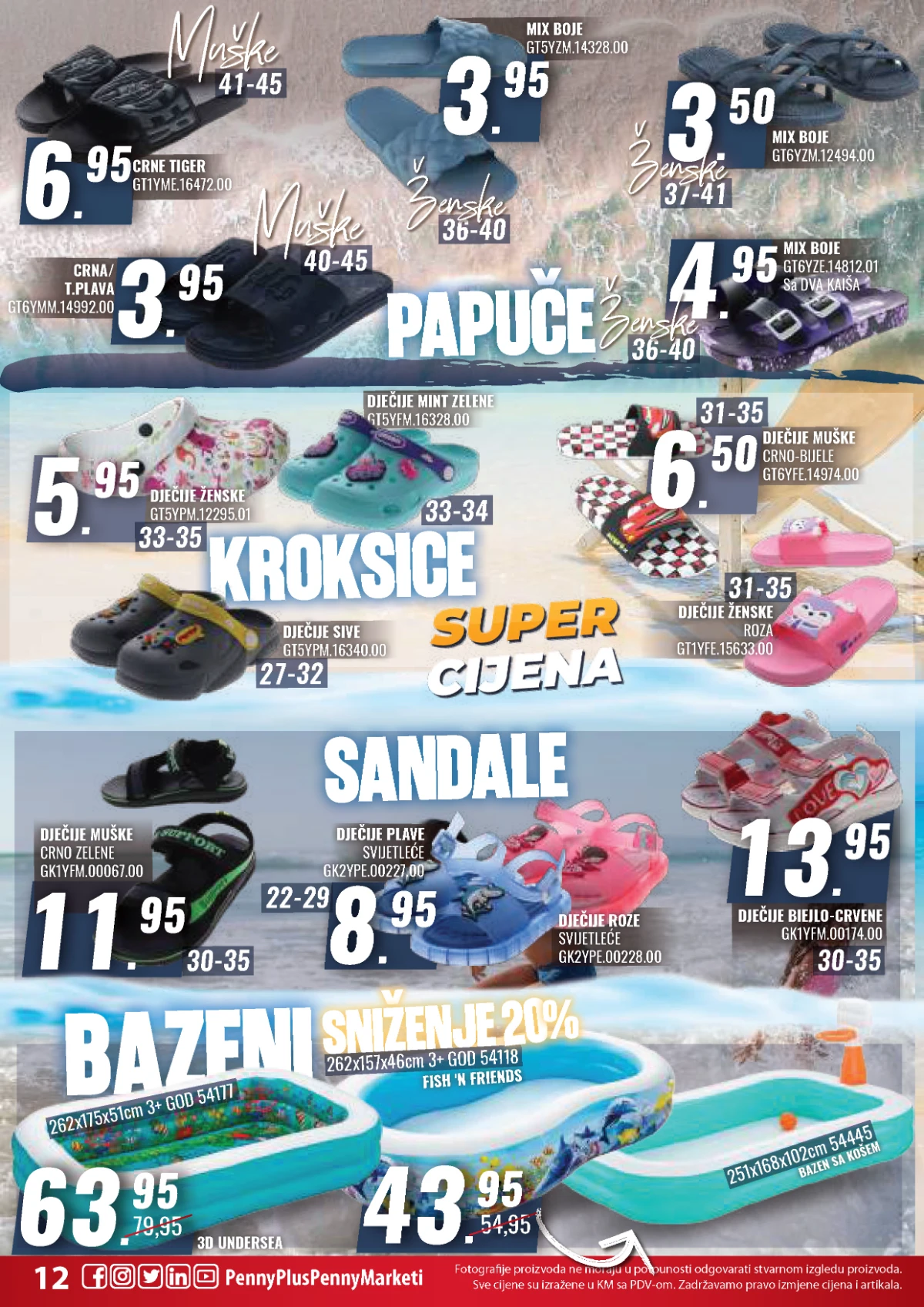 Papuče kroksice sandale i dječiji bazeni Penny Plus katalog