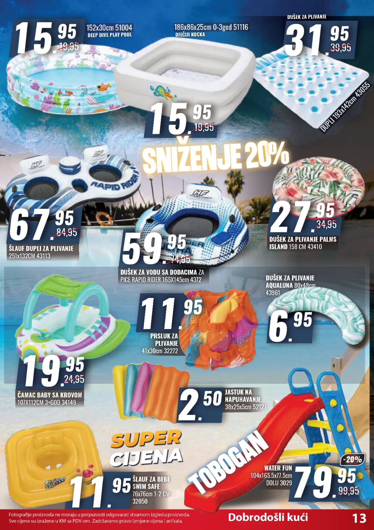 Dječiji bazeni dušeci za plivanje i tobogani Penny Plus