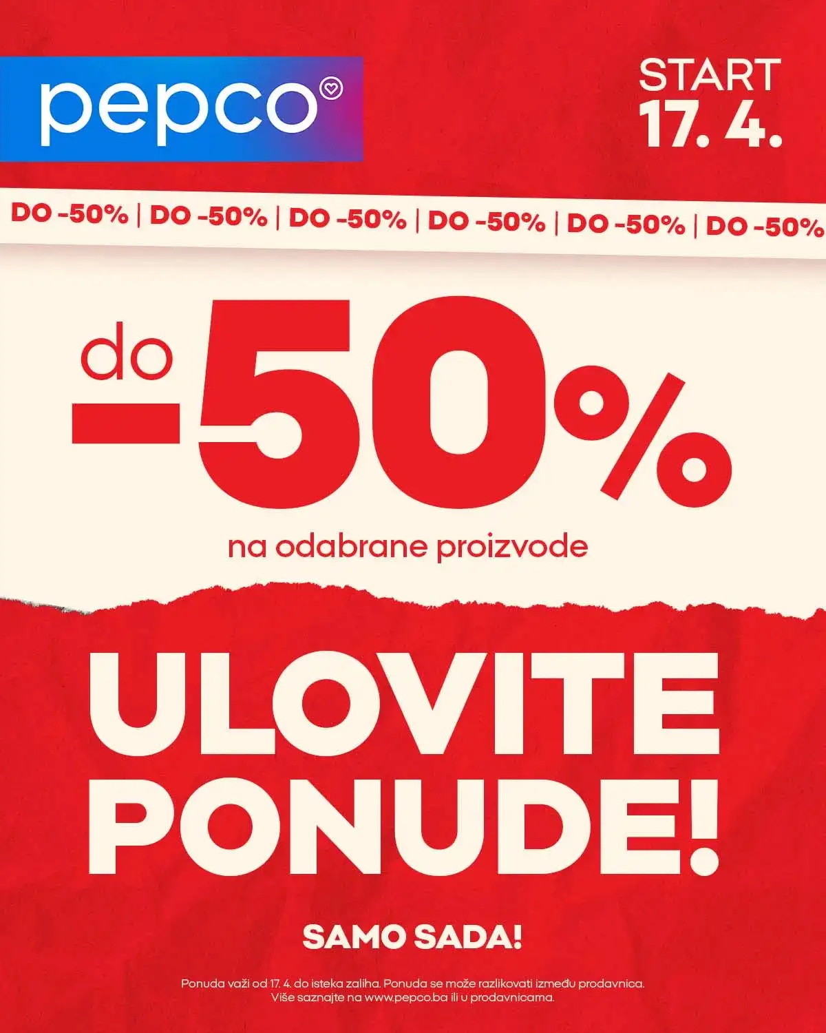 PEPCO sniženja do 50% odabrani artikli rasprodaja do isteka zaliha