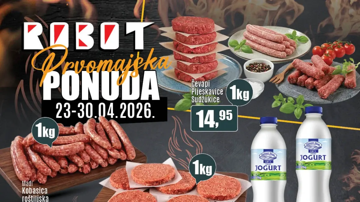 Robot prvomajska akcija do 45 posto sniženja prehrana piće kućne potrepštine april 2026