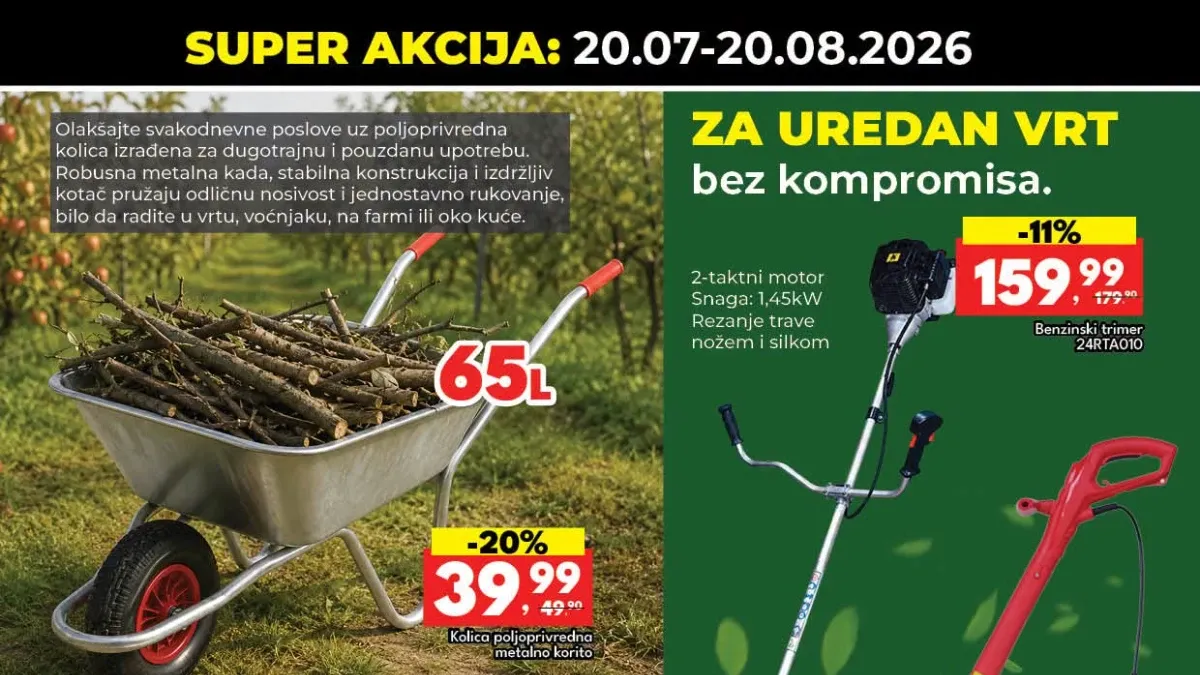 Robot Super akcija donosi popuste do 29% na vrt, alat i opremu za dom do 20.08.2026.
