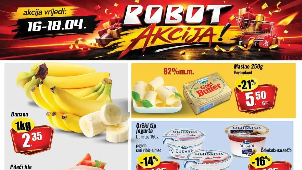 Robot vikend akcija sniženja do 22 posto prehrana piće kućne potrepštine april 2026