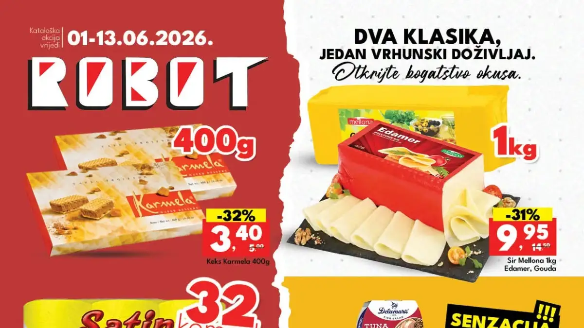 Robot akcija jun 2026 prehrana piće mliječni proizvodi i kućne potrepštine na sniženju do 32 posto