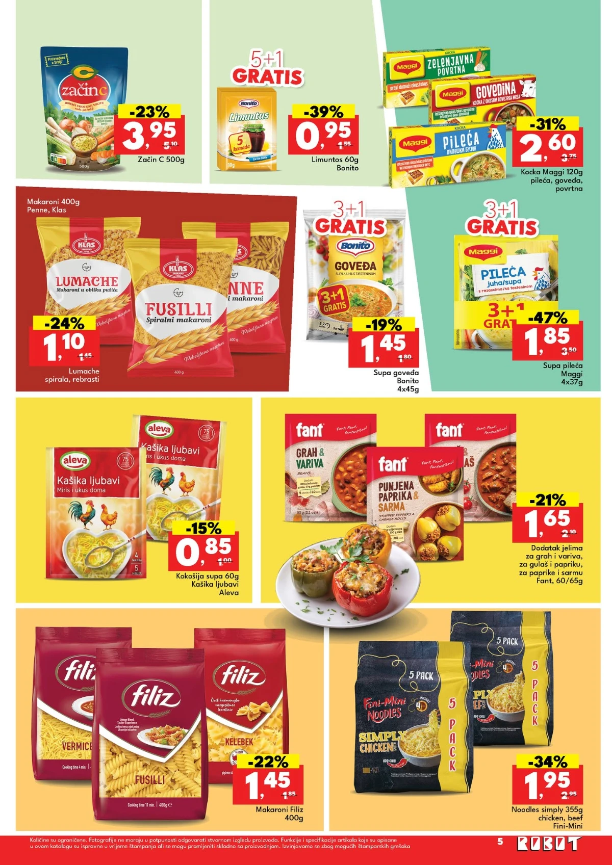 Robot katalog strana 5 – Filiz makaroni, Maggi supe, Fant i Aleva proizvodi