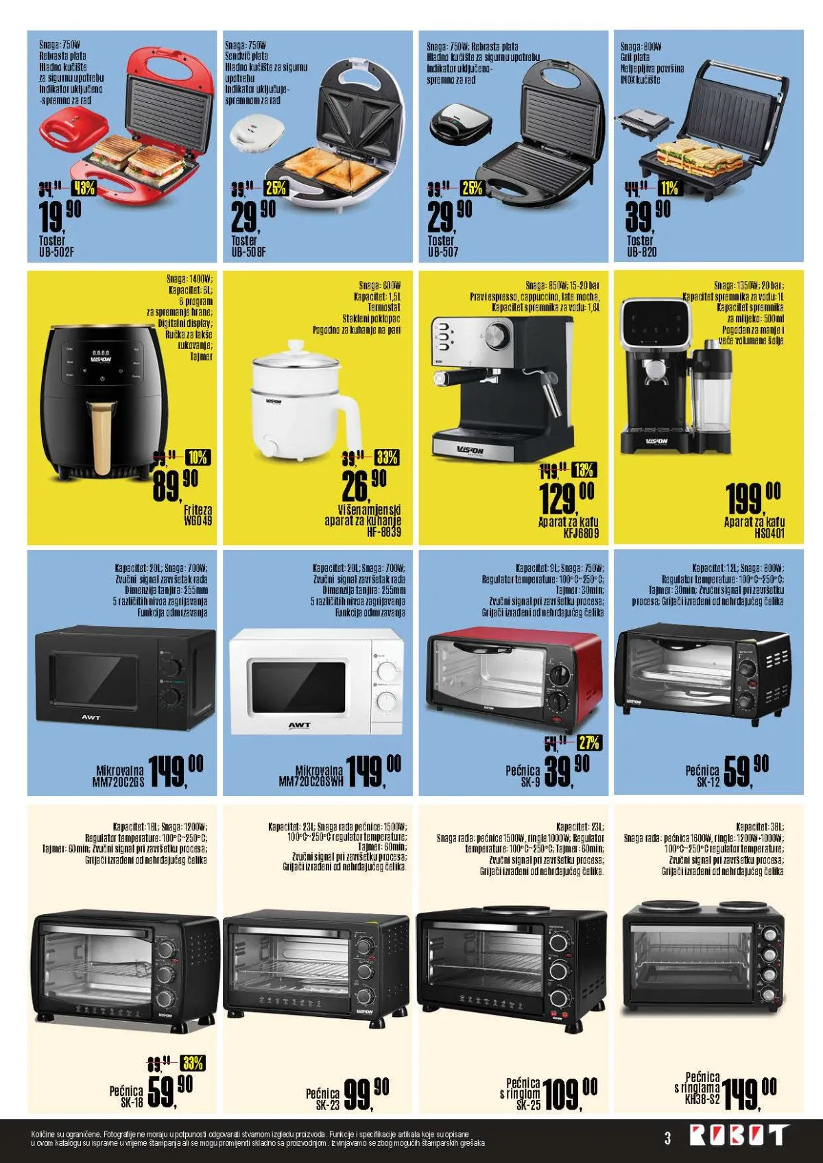 Robot katalog – tosteri, friteze, aparati za kafu, mikrovalne i električne pećnice